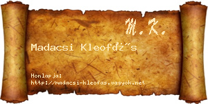 Madacsi Kleofás névjegykártya